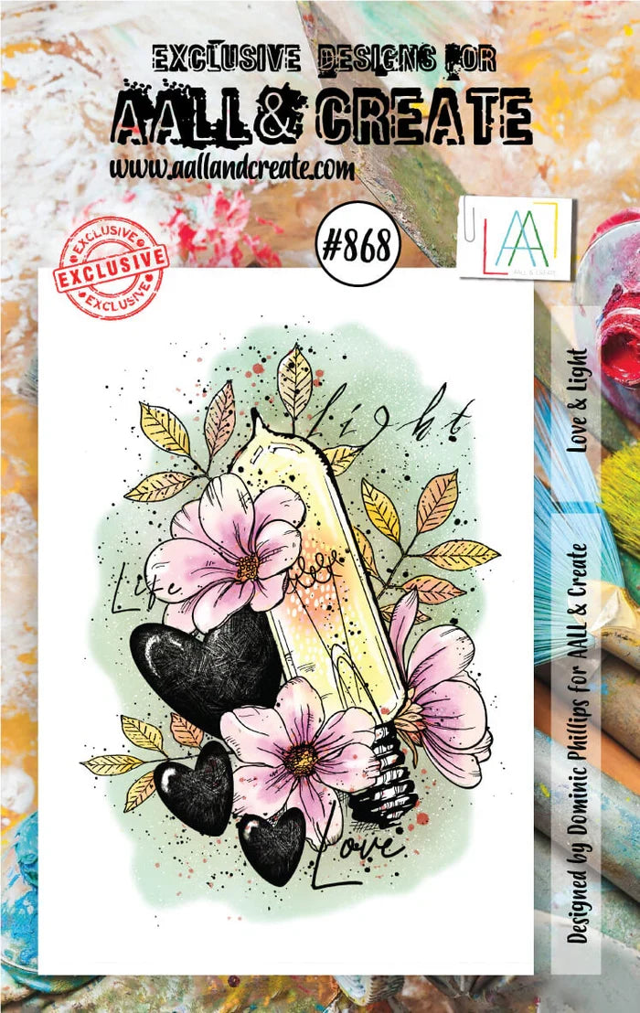 AALL & Create Stamp Set - 868 - Love & light. Size: 7.3x10.25 cm | 2.9"x4". Available at Embellish Away located in Bowmanville Ontario Canada.
