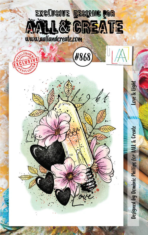 AALL & Create Stamp Set - 868 - Love & light. Size: 7.3x10.25 cm | 2.9"x4". Available at Embellish Away located in Bowmanville Ontario Canada.