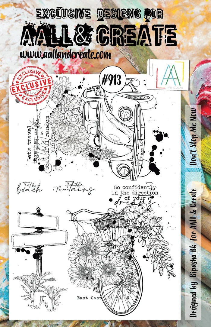 AALL & Create Stamp Set - 913 - Don't Stop Me Now. Size: 14.6x20 cm | 5.8"x7.9". Available at Embellish Away located in Bowmanville Ontario Canada.
