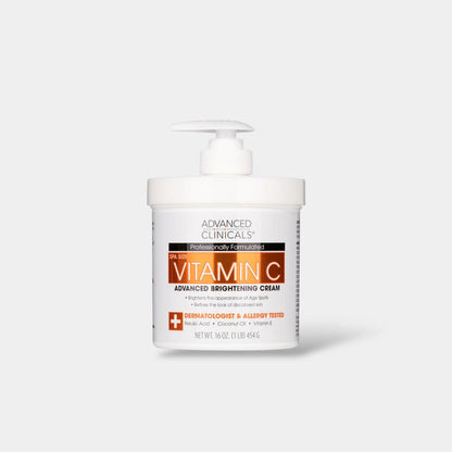 Advanced Clinicals Vitamin C Brightening Body Cream 454g كريم فيتامين سي لتفتيح الجسم من أدفانسد كلينيكالز - Princess Cosmetics Qatar