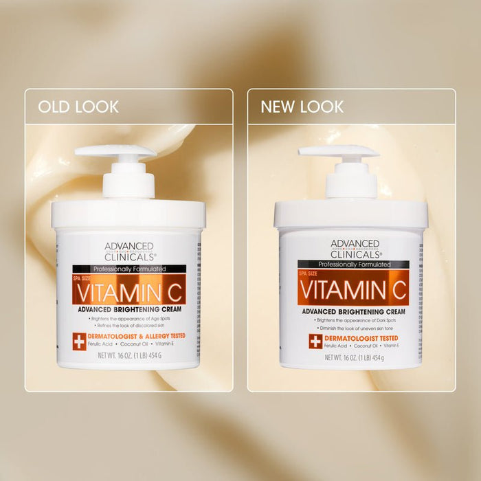 Advanced Clinicals Vitamin C Brightening Body Cream 454g كريم فيتامين سي لتفتيح الجسم من أدفانسد كلينيكالز - Princess Cosmetics Qatar