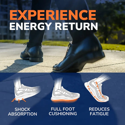 Shoe with pain relief insole showing shock absorption and full-foot cushioning