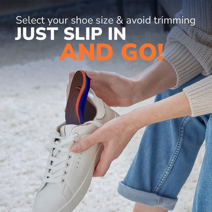 Insole used with white sneakers for easy slip-in fit and secure comfort