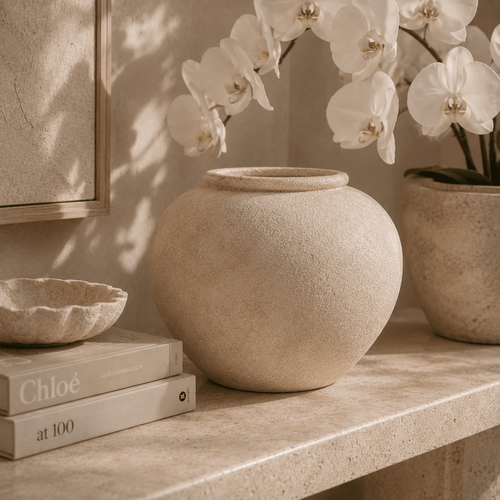 Agros Decorative Stone Textured Vase Accessories