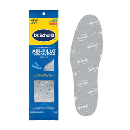 Memory foam insole package with two gray insoles, dotted comfort design, 1 pair.