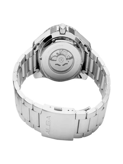 Alba Round Blue Dial Automatic Chronograph Watch With Day & Date Display & Silver Strap  - AL4579X1