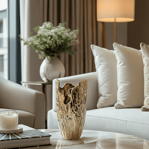 Alira Large Gold Abstract Decorative Vase Accessories