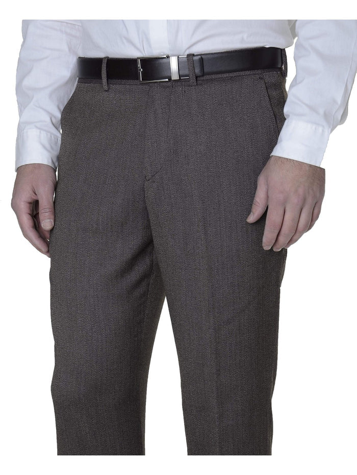 American Rag PANTS 30X30 American Rag Mens Slim Fit Brown Herringbone Machine Washable Dress Pants