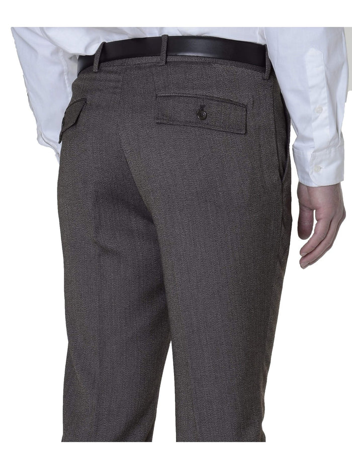 American Rag PANTS American Rag Mens Slim Fit Brown Herringbone Machine Washable Dress Pants