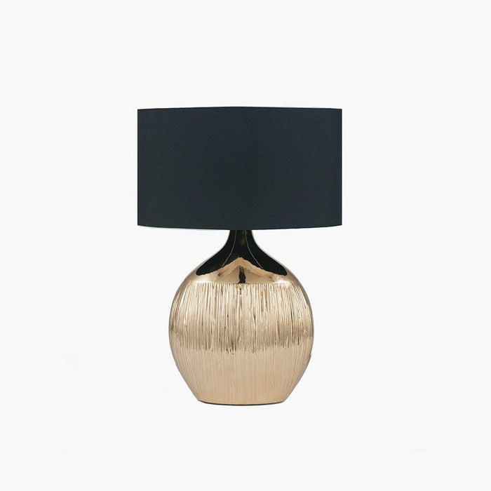 Andros Rounded Gold Table Lamp with Black Shade Lighting