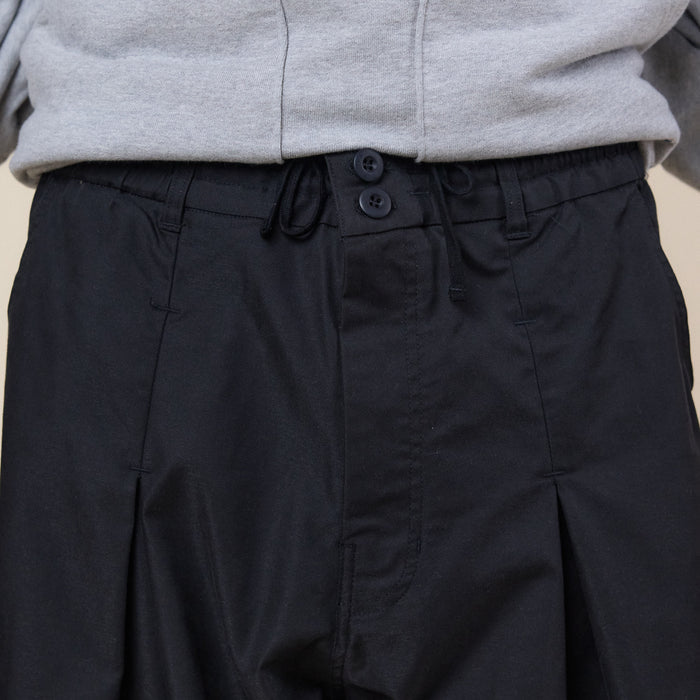 Anglan - Unbalance Long Tuck Balloon Pants - Black