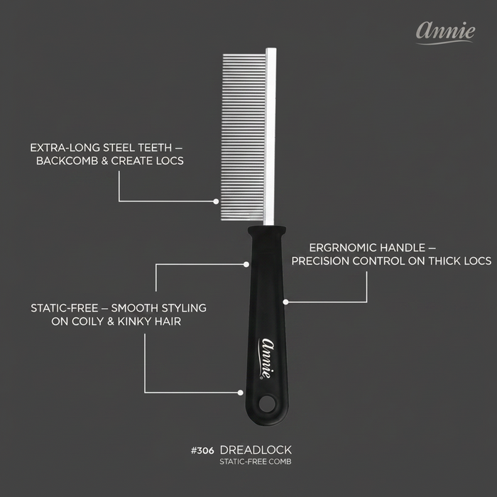 Annie Dreadlock Comb Extra Long, 1 Count, Black