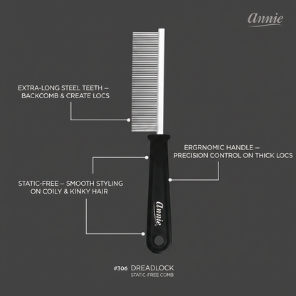 Annie Dreadlock Comb Extra Long, 1 Count, Black