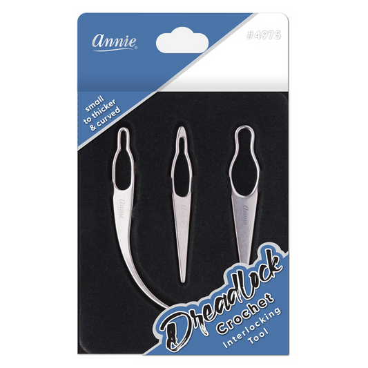 Annie Dreadlock Crochet Interlocking Tool Set, 3 Piece, Silver