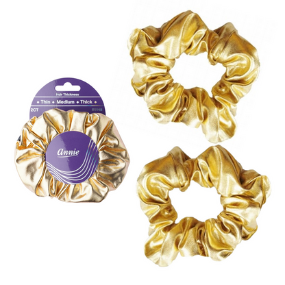 Annie Metallic Scrunchie 5.5 Inch, 2 Count, Gold