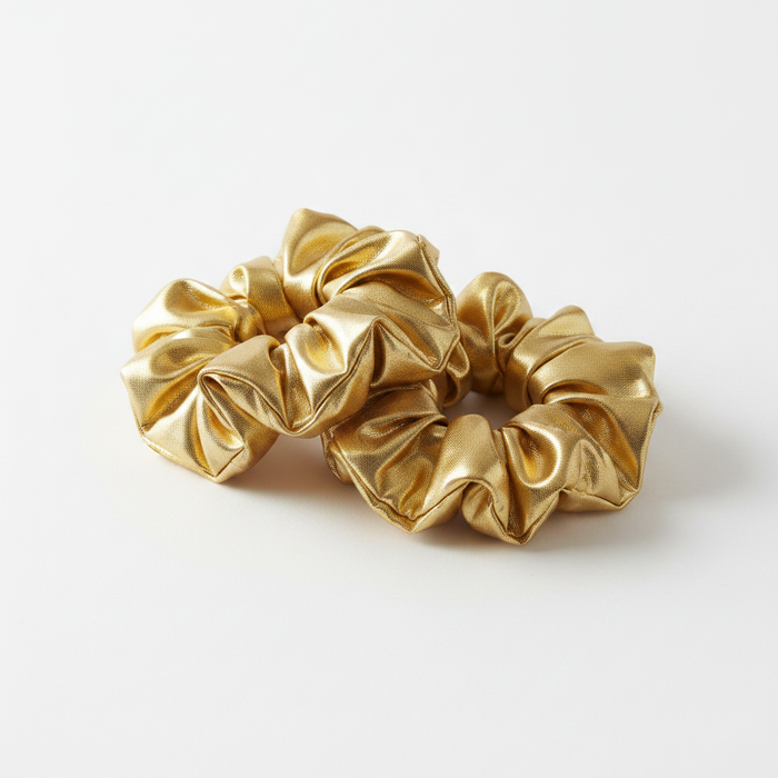 Annie Metallic Scrunchie 5.5 Inch, 2 Count, Gold
