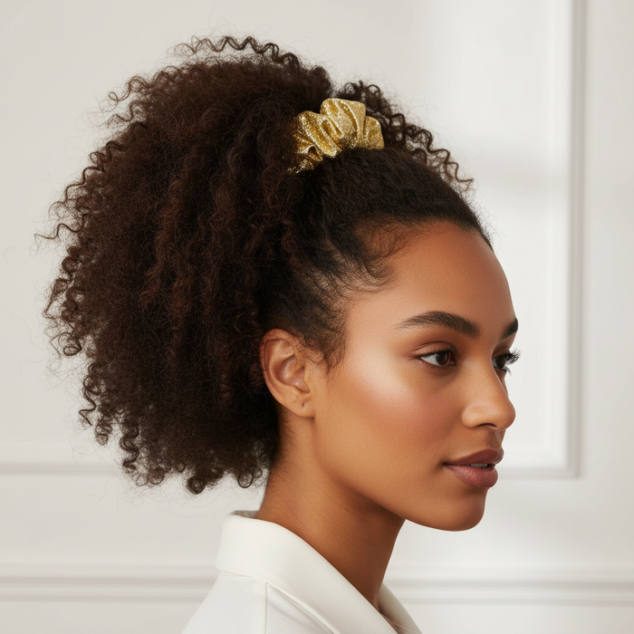 Annie Metallic Scrunchie 5.5 Inch, 2 Count, Gold