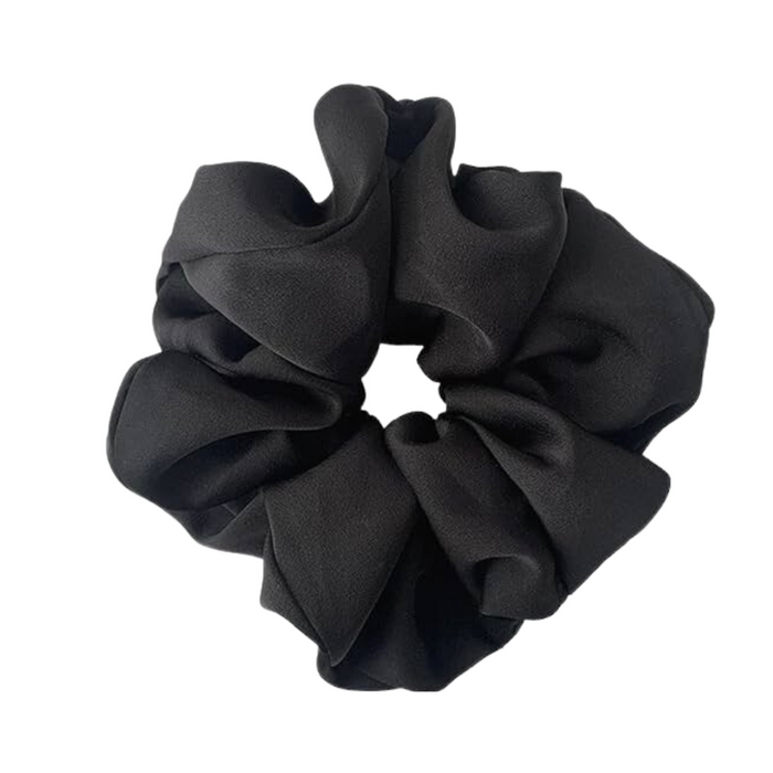 Annie Satin Scrunchies Thin & Regular, 4 Count Fancy Hair Ties, Black