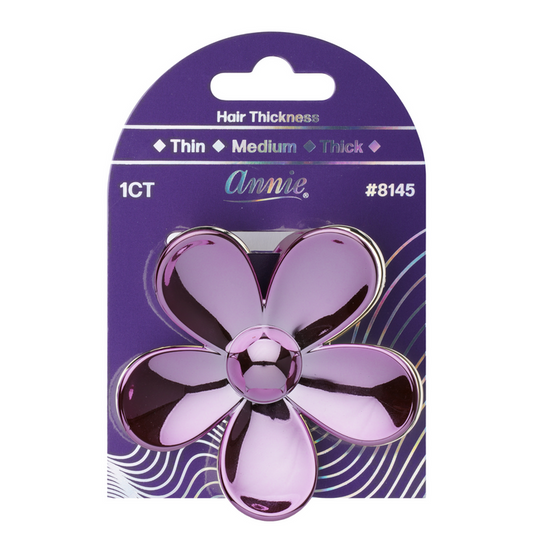 Annie Shiny Floral Jaw Clip 7.5cm, 1 Count Metallic Hair Clip, Rose Gold
