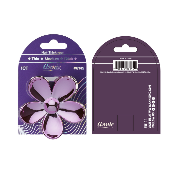 Annie Shiny Floral Jaw Clip 7.5cm, 1 Count Metallic Hair Clip, Rose Gold