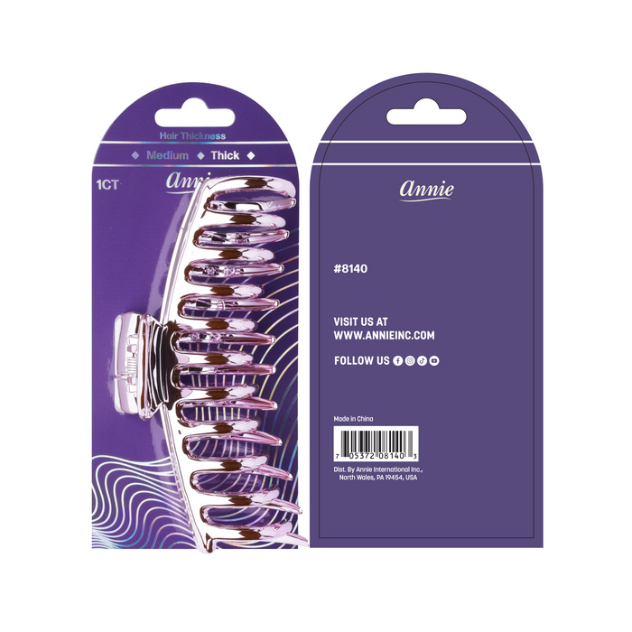 Annie Shiny Large Bone Jaw Clip 13cm, 1 Count Metallic Hair Clip, Pink