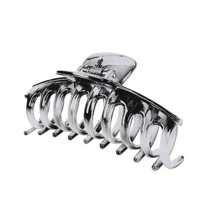 Annie Shiny Large Bone Jaw Clip 13cm, 1 Count Metallic Hair Clip, Silver