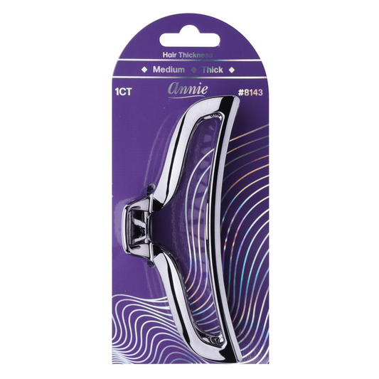 Annie Shiny Large Open Jaw Clip 12.5cm, 1 Count Metallic Hair Clip, Silver