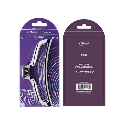 Annie Shiny Large Open Jaw Clip 12.5cm, 1 Count Metallic Hair Clip, Silver