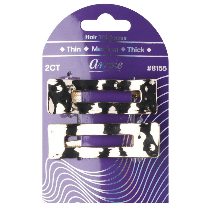 Annie Shiny Metal Hair Clips Rectangle, 2 Count Metallic Hair Clip, Gold