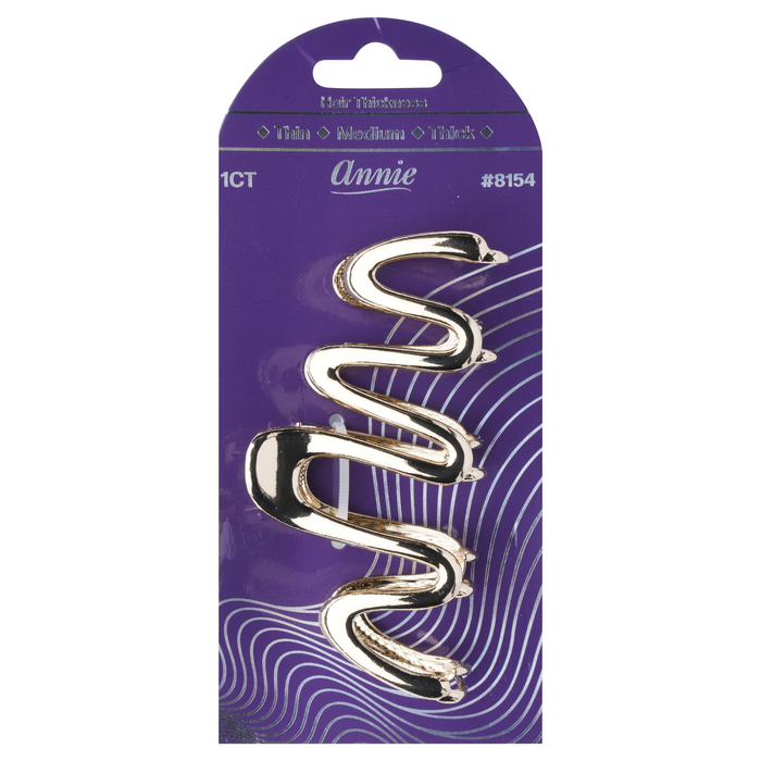 Annie Shiny Wave Jaw Clip 10cm, 1 Count Fashion Hair Clip, Silver