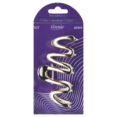 Annie Shiny Wave Jaw Clip 10cm, 1 Count Fashion Hair Clip, Silver