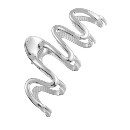 Annie Shiny Wave Jaw Clip 10cm, 1 Count Fashion Hair Clip, Silver