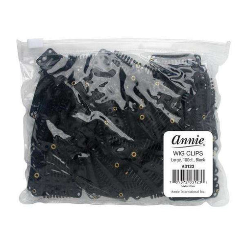 Annie Wig Clips Large, 100 Count, Black
