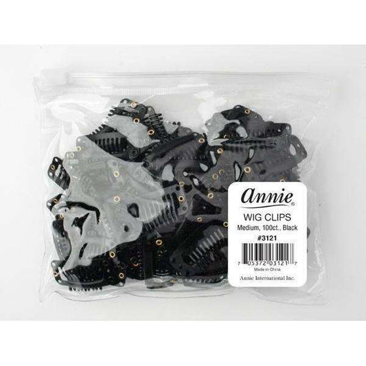 Annie Wig Clips Medium, 100 Count, Black