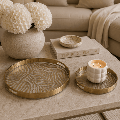 Antigua Zebra Print Gold Edge Trays - Set of 2 Accessories