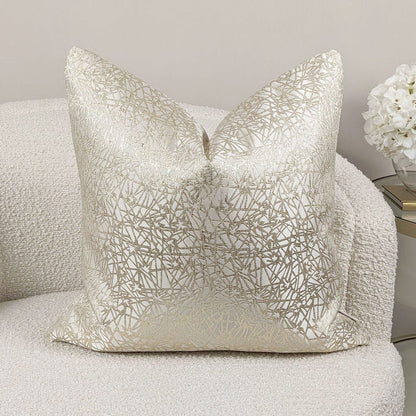 Arya Cream & Gold Geometric Print Cushion Cover - 50x50cm Textiles
