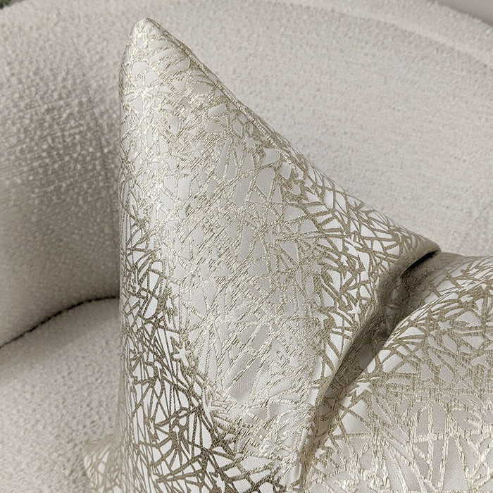 Arya Cream & Gold Geometric Print Feather Filled Cushion - 50x50cm Textiles