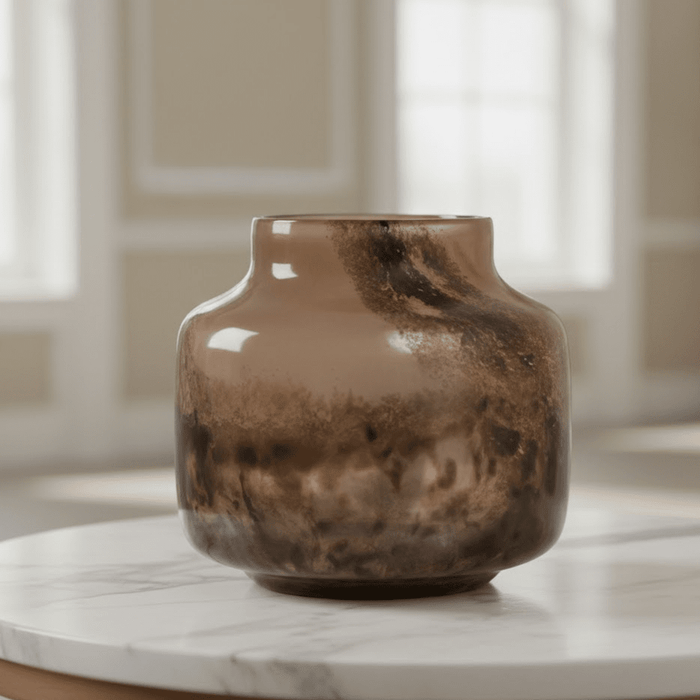 Astraea Brown Marble Effect Glass Vase Accessories