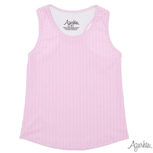 Azarhia Girl's Pink Striped Tank Top