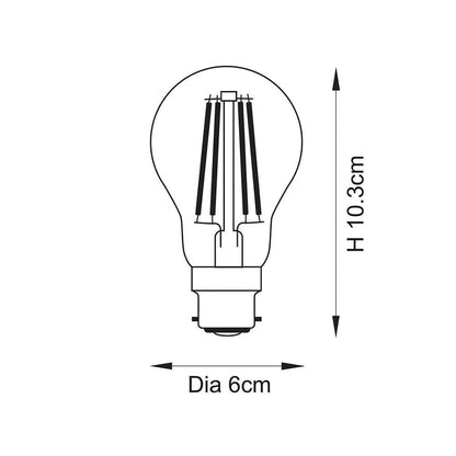B22 LED Filament GLS Warm White Bulb Lighting