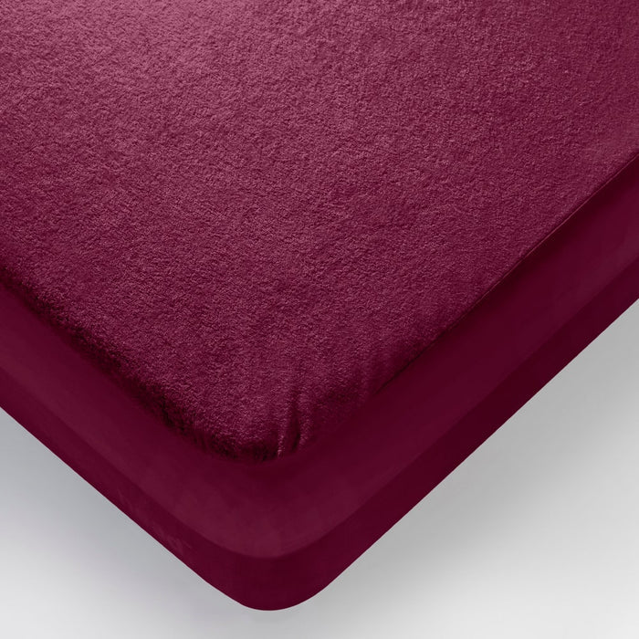 Bamboo|Feel|Terry|Fabric|Waterproof|Mattress|Protector|78|60|inches|Queen|Size|Beetroot