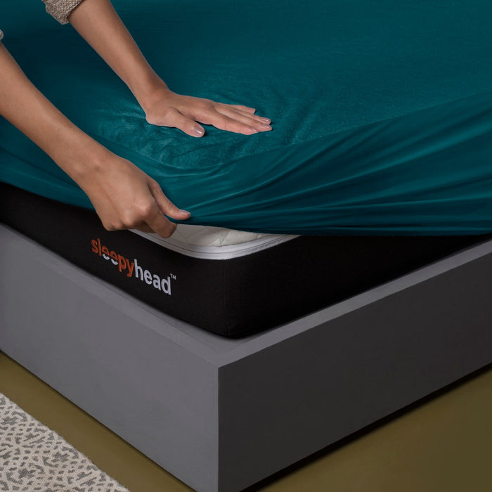 Bamboo|Feel|Terry|Fabric|Waterproof|Mattress|Protector|75|72|inches|King|Size|Deep|Teal