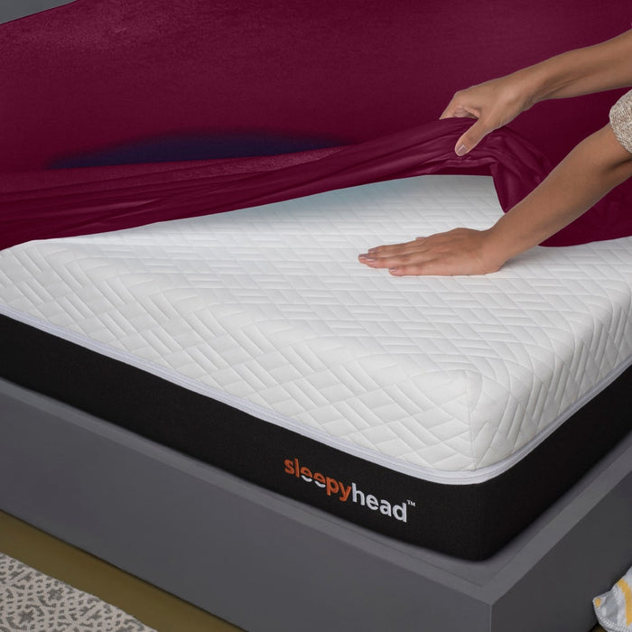 Bamboo|Feel|Terry|Fabric|Waterproof|Mattress|Protector|78|60|inches|Queen|Size|Beetroot