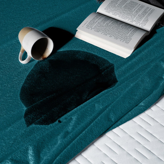 Bamboo|Feel|Terry|Fabric|Waterproof|Mattress|Protector75|36|inches|Single|Size|Deep|Teal