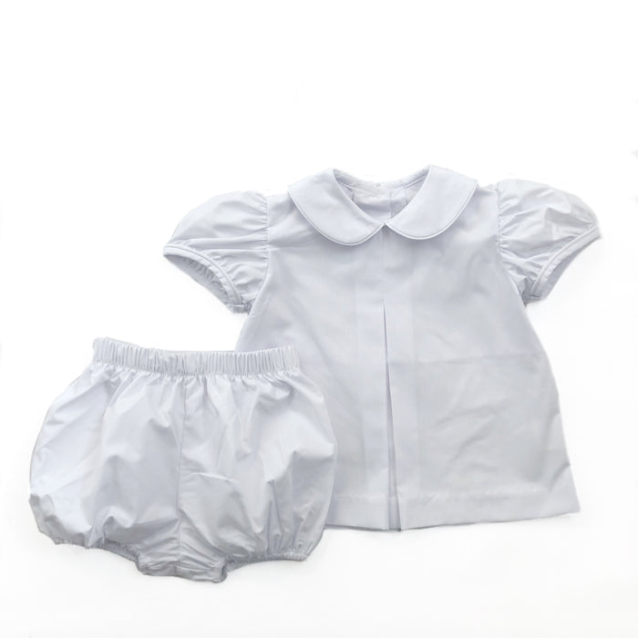 Banbury Cross Solid White Girl Bloomer Set