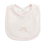 BCC Pretty Bows Emb. Pink Bib w/ Lace Trim
