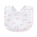 BCC Tiny Pretty Bows Printed Bib w/ Ruffle-Pink