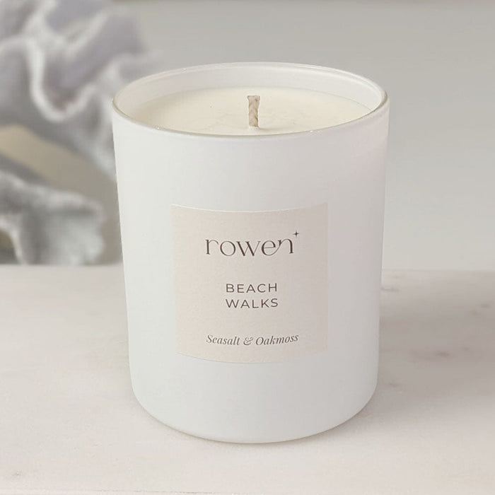 Beach Walks White Scented Candle - Sea Salt & Oakmoss Fragrance