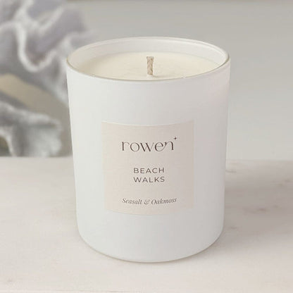 Beach Walks White Scented Candle - Sea Salt & Oakmoss Fragrance