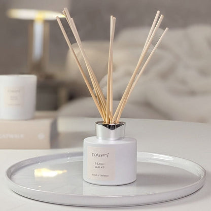 Beach Walks White & Silver Reed Diffuser - Sea Salt & Oakmoss Fragrance